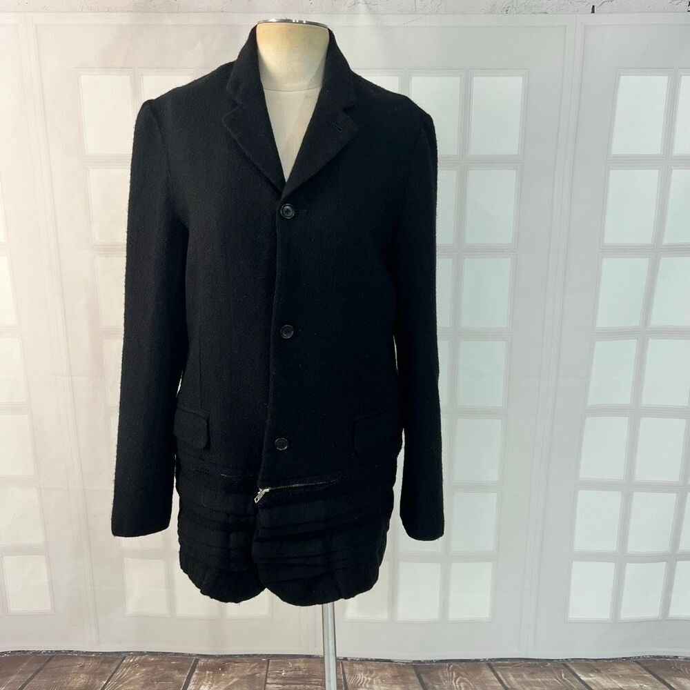 Vintage Comme des Garçons Black Wool Detachable Bottom Jacket Blazer Size Medium